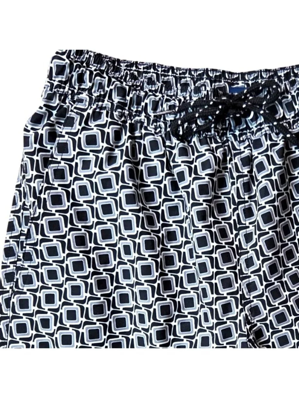 George Mens Swim Trunks Geometric Print S 28-30 Black & White Polyester Spandex
